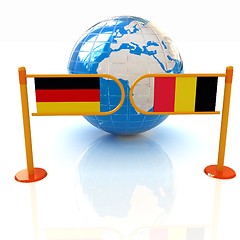 Image showing Three-dimensional image of the turnstile and flags of Germany an