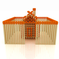 Image showing Log house from matches pattern