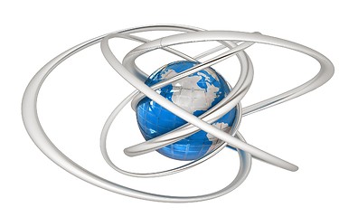 Image showing Earth and abstract shapes 