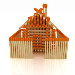 Image showing Log house from matches pattern