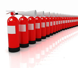 Image showing Red fire extinguishers