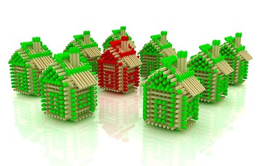 Image showing Log houses from matches pattern with the best percent