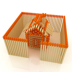 Image showing Log house from matches pattern