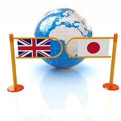 Image showing Three-dimensional image of the turnstile and flags of UK and Jap