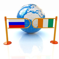 Image showing Three-dimensional image of the turnstile and flags of Ireland an