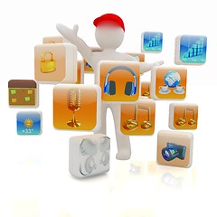 Image showing 3d man with cloud of media application Icons 