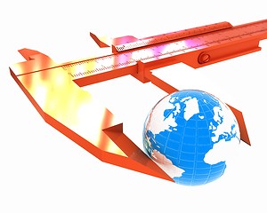 Image showing Vernier caliper measures the Earth. Global 3d concept 