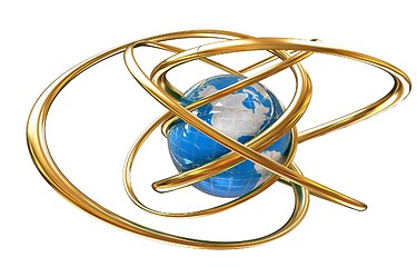 Image showing Earth and abstract shapes 