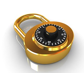 Image showing Illustration of security concept with gold locked combination pa