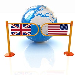 Image showing Three-dimensional image of the turnstile and flags of USA and UK