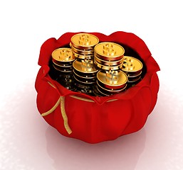 Image showing Bag and dollar coins 