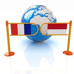 Image showing Three-dimensional image of the turnstile and flags of France and