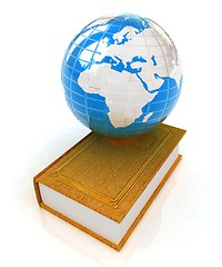 Image showing leather book and Earth