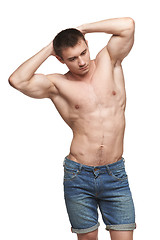 Image showing Muscle man posing in studio