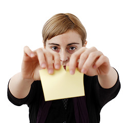 Image showing Woman and post it