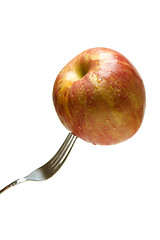 Image showing Apple on fork