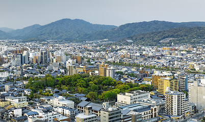 Image showing Sunset over Kyoto City in Japan. 