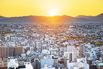 Image showing Sunset over Kyoto City in Japan. 