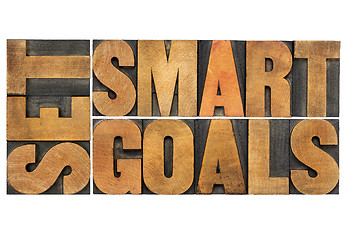 Image showing set smart goals in wood type