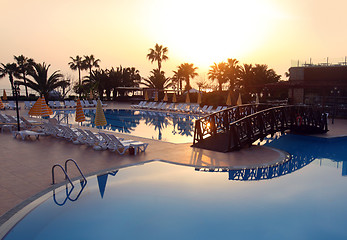 Image showing Pool at sunset