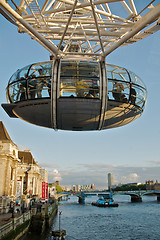 Image showing London Eye in London city and Thames river