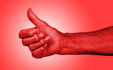 Image showing Old woman with arthritis giving the thumbs up sign