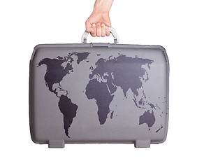 Image showing Used plastic suitcase with stains and scratches