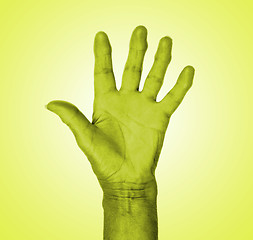 Image showing Hand symbol, saying five, saying hello or saying stop