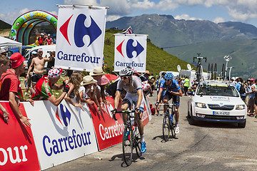 Image showing Two Cyclists on Col de Val Louron Azet