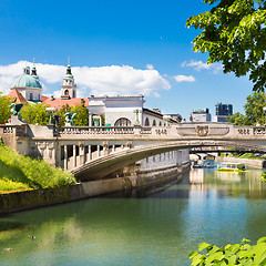 Image showing Dragon bridge in Ljubljana, Slovenia, Europe.