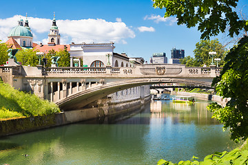 Image showing Dragon bridge in Ljubljana, Slovenia, Europe.