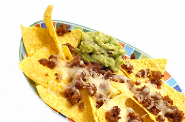 Image showing Nachos and avocado dip