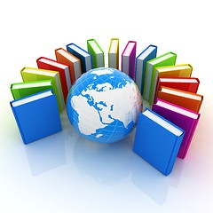 Image showing Colorful books and earth