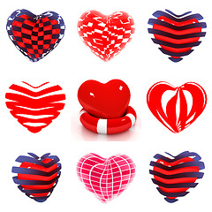 Image showing Set of 3d beautiful red heart