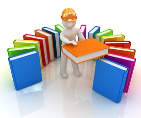 Image showing 3d white man in a hard hat with best technical literature 