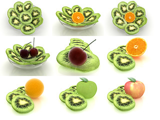 Image showing Set of slices of kiwi