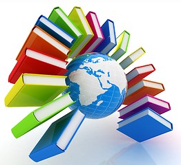 Image showing Colorful books like the rainbow and earth 