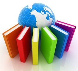 Image showing Colorful books and earth