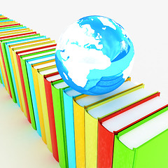 Image showing Colorful books and earth