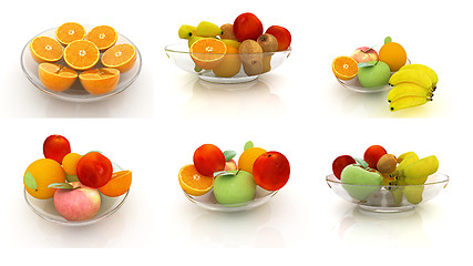 Image showing Set of citrus on a glass plate