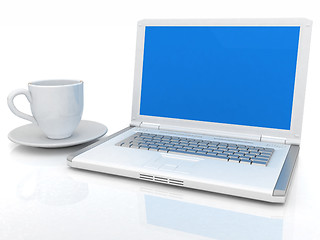 Image showing 3d cup and a laptop