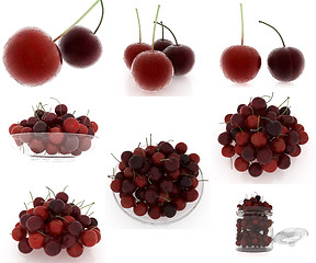 Image showing Set of fresh cherries