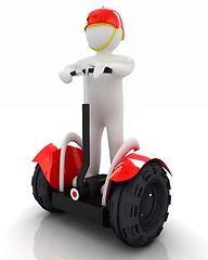 Image showing 3d white person riding on a personal and ecological transport