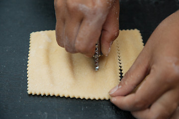 Image showing Handmade fresh pasta preparation