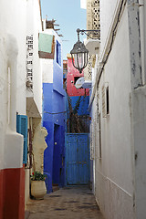 Image showing Colorful backyard in Assila, Morocco