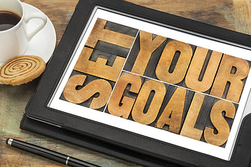 Image showing set your goals on a tablet