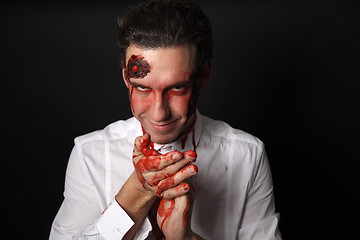 Image showing Psychopath with bloody hands