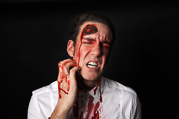 Image showing Psychopath with bloody scars