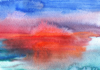 Image showing watercolor sunset