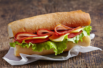 Image showing Sandwich with serrano ham and vegetables